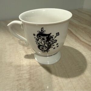 Anthropologie Missus Monogram Mug J Black Floral Initial Mug